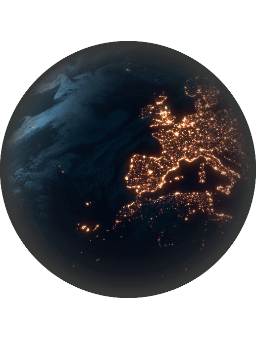 Mapa mundo à noite com a iluminação pública SGCIP